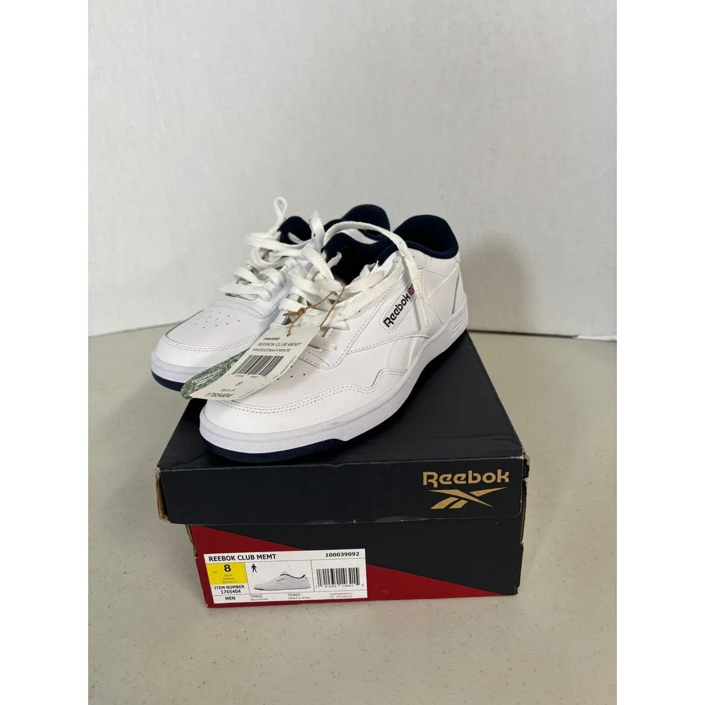 Reebok Club Memt Men's‎ White Tennis Shoes Size 8 Sneakers New